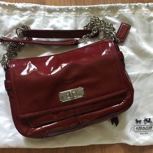 Coach Patent Leather Chelsea Flap in Wine